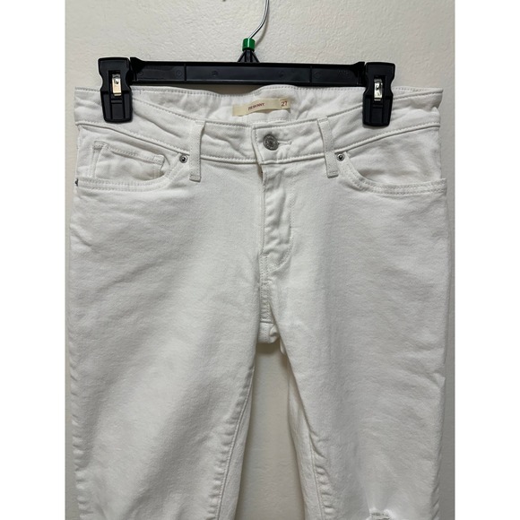Levi's 711 Skinny Women's White Distressed Denim Jeans Size 27 - Picture 3 of 13